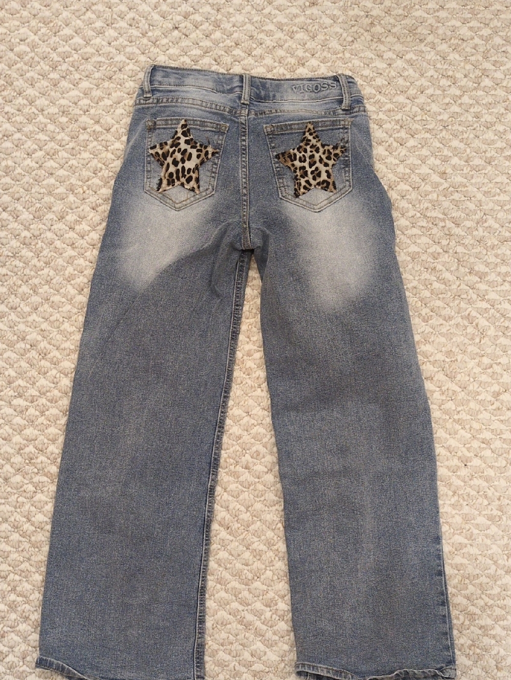 Girls VIGOSS Blue Jeans with Leopard Star Patches